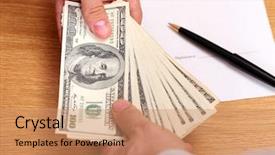  Presentation with contract - Cool new theme with title - businessmen passing money with contract backdrop and a coral colored foreground