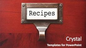  Presentation with cabinet - Amazing theme having title card - lustrous wooden cabinet with recipes backdrop and a tawny brown colored foreground