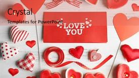  Presentation with loving hearts love heart candy - Presentation consisting of title card - valentine concept inscription i love background and a coral colored foreground