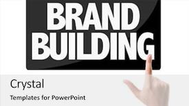  Presentation with brand - Cool new theme with title company - businessman pressing button backdrop and a white colored foreground