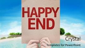  Presentation with end - Slides with happy end card with a beach on background background and a soft green colored foreground