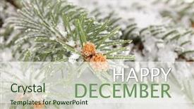  Presentation with title - Presentation consisting of title cover design - happy december greeting card winter background and a soft green colored foreground