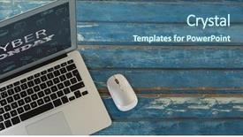  Presentation with laptop - Colorful PPT layouts enhanced with title for celebration of cyber backdrop and a  colored foreground