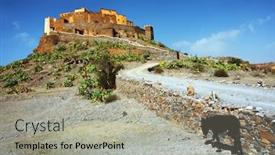  Presentation with morocco - PPT theme having tizourgane-kasbah-morocco-africa background and a light gray colored foreground