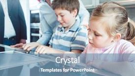  Presentation with children parents - PPT theme consisting of tried tested - children checking out the new background and a teal colored foreground