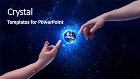  Presentation with god light - Presentation theme having to touch the earth background and a navy blue colored foreground