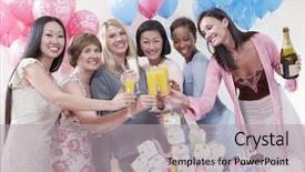  Presentation with baby shower - Beautiful slide deck featuring toast at baby shower backdrop and a light gray colored foreground