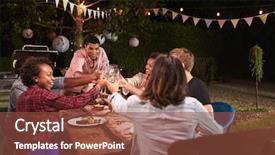  Presentation with dinner party - PPT layouts featuring toast at dinner party background and a tawny brown colored foreground