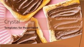  Presentation with spread - Amazing slide deck having toast-bread-with-hazelnut-spread backdrop and a gold colored foreground