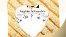  Presentation with health diet - Colorful presentation theme enhanced with toast bread with weights range isolated on white health and diet concept backdrop and a blonde colored foreground