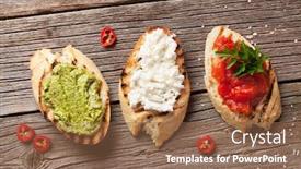  Presentation with wooden - Colorful PPT theme enhanced with toast-sandwiches-on-wooden-background backdrop and a  colored foreground