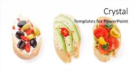  Presentation with avocado - Audience pleasing theme consisting of toast sandwiches with avocado tomatoes backdrop and a white colored foreground