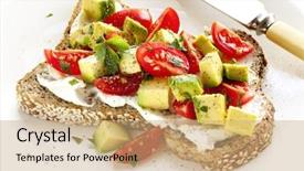  Presentation with avocado - Colorful presentation enhanced with toast with cream cheese avocado backdrop and a coral colored foreground
