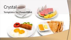  Presentation with green tea and milk - Presentation design having toast with cup of tea background and a  colored foreground