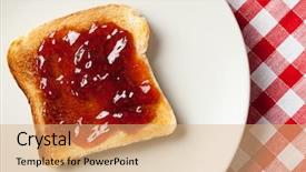  Presentation with tablecloth - Audience pleasing presentation consisting of toast with jam on picnic backdrop and a coral colored foreground