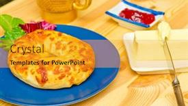  Presentation with bagel - Beautiful presentation theme featuring toasted-cheese-bagel-with-butter backdrop and a gold colored foreground