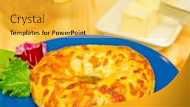  Presentation with bagel - Audience pleasing PPT theme consisting of toasted-cheese-bagel-with-butter backdrop and a yellow colored foreground