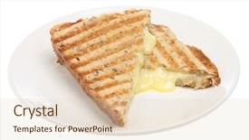  Presentation with sandwich - Presentation having toasted cheese pressed sandwich background and a lemonade colored foreground