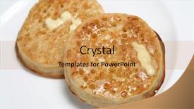  Presentation with english - Slides enhanced with ebglish muffin - toasted english crumpets background and a yellow colored foreground