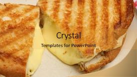  Presentation with cream cheese and fruit sandwich - Beautiful presentation featuring toasted sandwich with melted cheese backdrop and a gold colored foreground