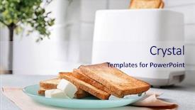  Presentation with bread - Beautiful presentation theme featuring toaster - plate with toasted bread backdrop and a sky blue colored foreground