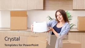  Presentation with moving birthday - Cool new presentation theme with toaster - young beautiful woman moving backdrop and a lemonade colored foreground