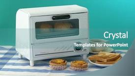  Presentation with solar oven - Colorful slide deck enhanced with toaster-oven-heats-a-tray backdrop and a teal colored foreground