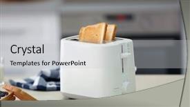  Presentation with kitchen - Presentation theme having toaster with dishes and sandwiches background and a light gray colored foreground