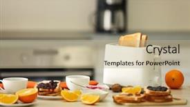  Presentation with fresh toast sandwiches egg - Slide set featuring toaster with dishes sandwiches background and a mint green colored foreground