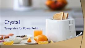  Presentation with kitchen - Cool new PPT theme with toaster with dishes sandwiches backdrop and a sky blue colored foreground