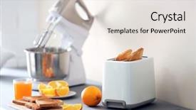  Presentation with radio broadcasting mixer - Slide set consisting of toaster with mixer and oranges background and a lemonade colored foreground