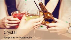  Presentation with beer garden friends in tracht - PPT theme having toasting with beer and cocktail background and a lemonade colored foreground