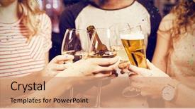  Presentation with wine beer - Beautiful slides featuring toasting with beer and wine backdrop and a coral colored foreground