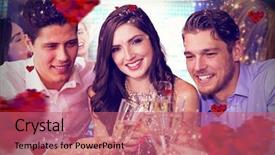  Presentation with toasting - Presentation theme featuring toasting with champagne against hearts background and a  colored foreground