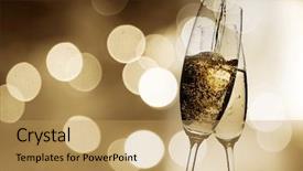  Presentation with toasting - Amazing slides having toasting with champagne glasses backdrop and a yellow colored foreground