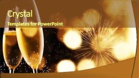  Presentation with sparkling - PPT layouts featuring toasting with champagne glasses on sparkling holiday background background and a tawny brown colored foreground