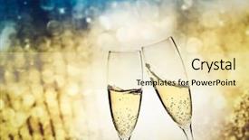  Presentation with toasting - Colorful slides enhanced with toasting with champagne glasses against holiday lights and new year fireworks backdrop and a lemonade colored foreground