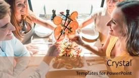  Presentation with restaurant toasting - Colorful presentation theme enhanced with toasting with fresh orange cocktail backdrop and a coral colored foreground