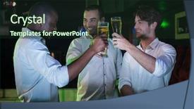  Presentation with stress men - Audience pleasing slide deck consisting of toasting with glass of beer backdrop and a wine colored foreground