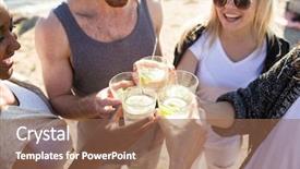  Presentation with beach party - Presentation featuring toasting with glasses of caipirinha background and a violet colored foreground