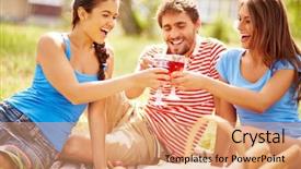  Presentation with wine company - Presentation design featuring toasting with wine at picnic background and a coral colored foreground