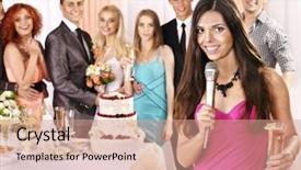  Presentation with wedding - Slides enhanced with toastmaster - happy group people at wedding background and a coral colored foreground