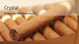  Presentation with cuban - Presentation consisting of tobacco leaf - box of cuban cigars background and a lemonade colored foreground