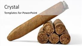  Presentation with tobacco - Cool new theme with tobacco leaf - brown cigar burned on white backdrop and a white colored foreground