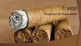  Presentation with cigar - PPT theme enhanced with tobacco leaf - brown cigar burned background and a coral colored foreground