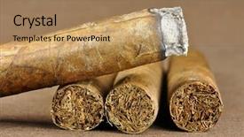  Presentation with cigar - Slide deck with tobacco leaf - brown cigar burned background and a coral colored foreground