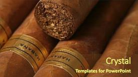  Presentation with cuban cigars in boxes - PPT layouts with tobacco leaf - havana cigars texture background and a tawny brown colored foreground