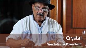 Presentation with luxury - PPT theme with tobacco leaf - older senior man making luxury background and a tawny brown colored foreground