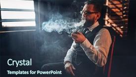  Presentation with smoking - PPT theme featuring tobaco - portrait of man sitting background and a  colored foreground