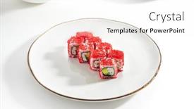  Presentation with crab - Cool new PPT layouts with tobiko-alaska-sushi-roll-international backdrop and a white colored foreground